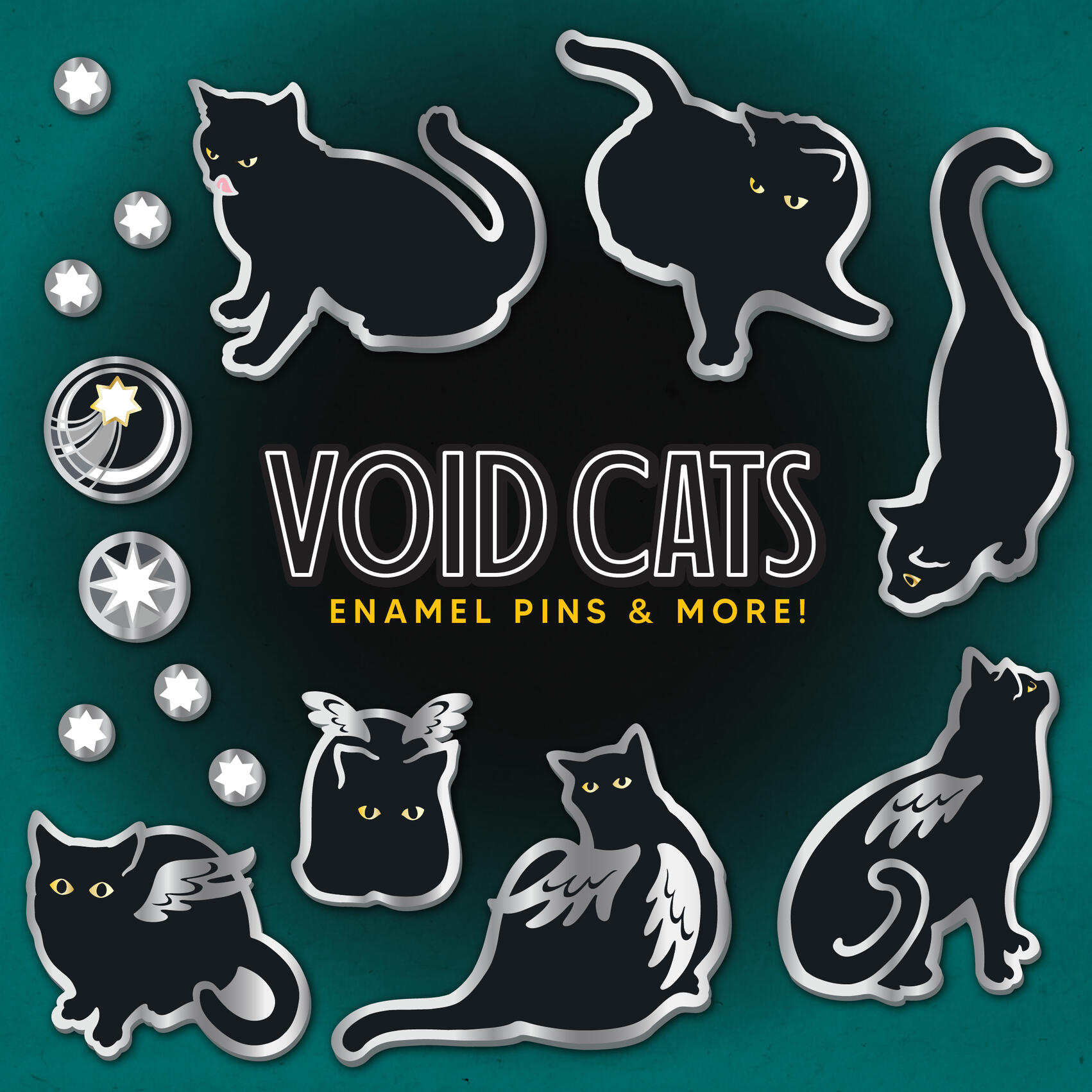 black cat enamel pins